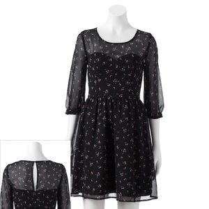 Lauren Conrad Black Chiffon Floral Dress